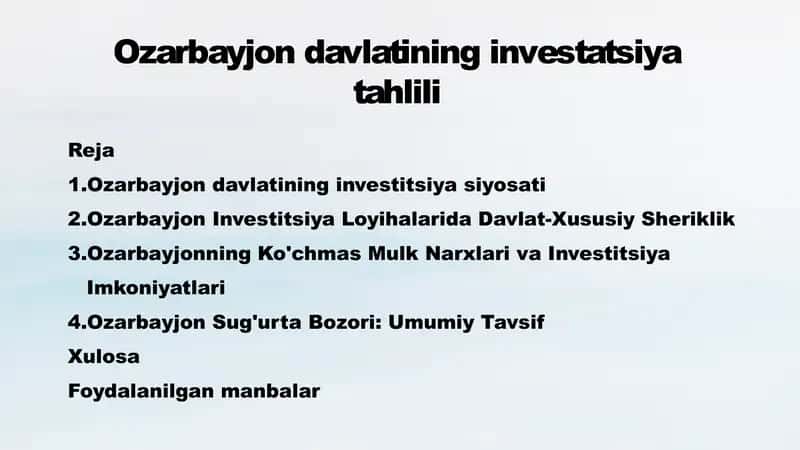 Ozarbayjon investitsiya siyosati