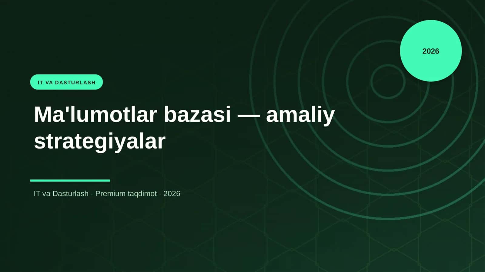 Ma'lumotlar bazasi — amaliy strategiyalar