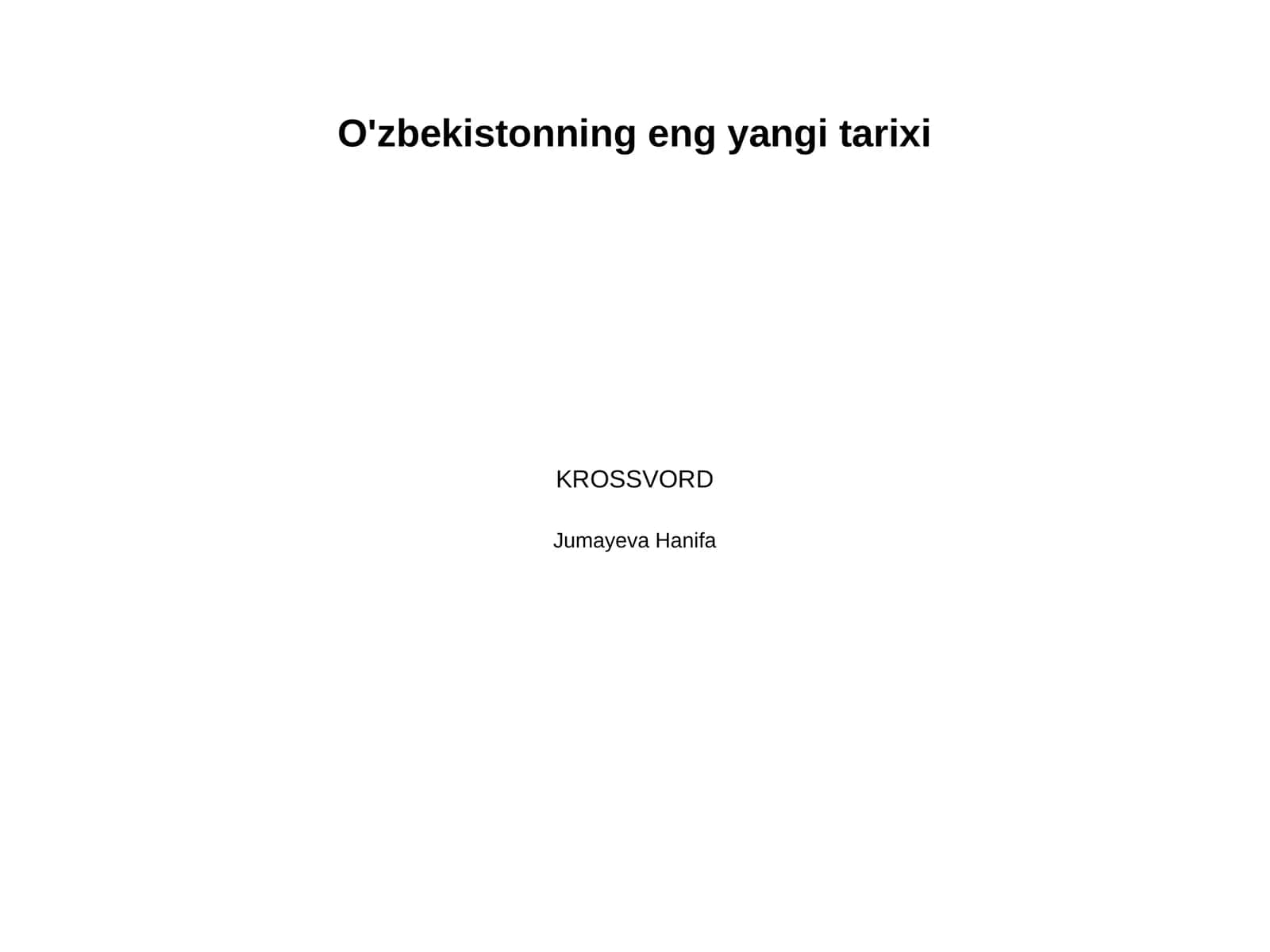 O'zbekistonning eng yangi tarixi