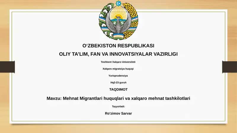 Mehnat Migrantlari huquqlari va xalqaro mehnat tashkilotlari