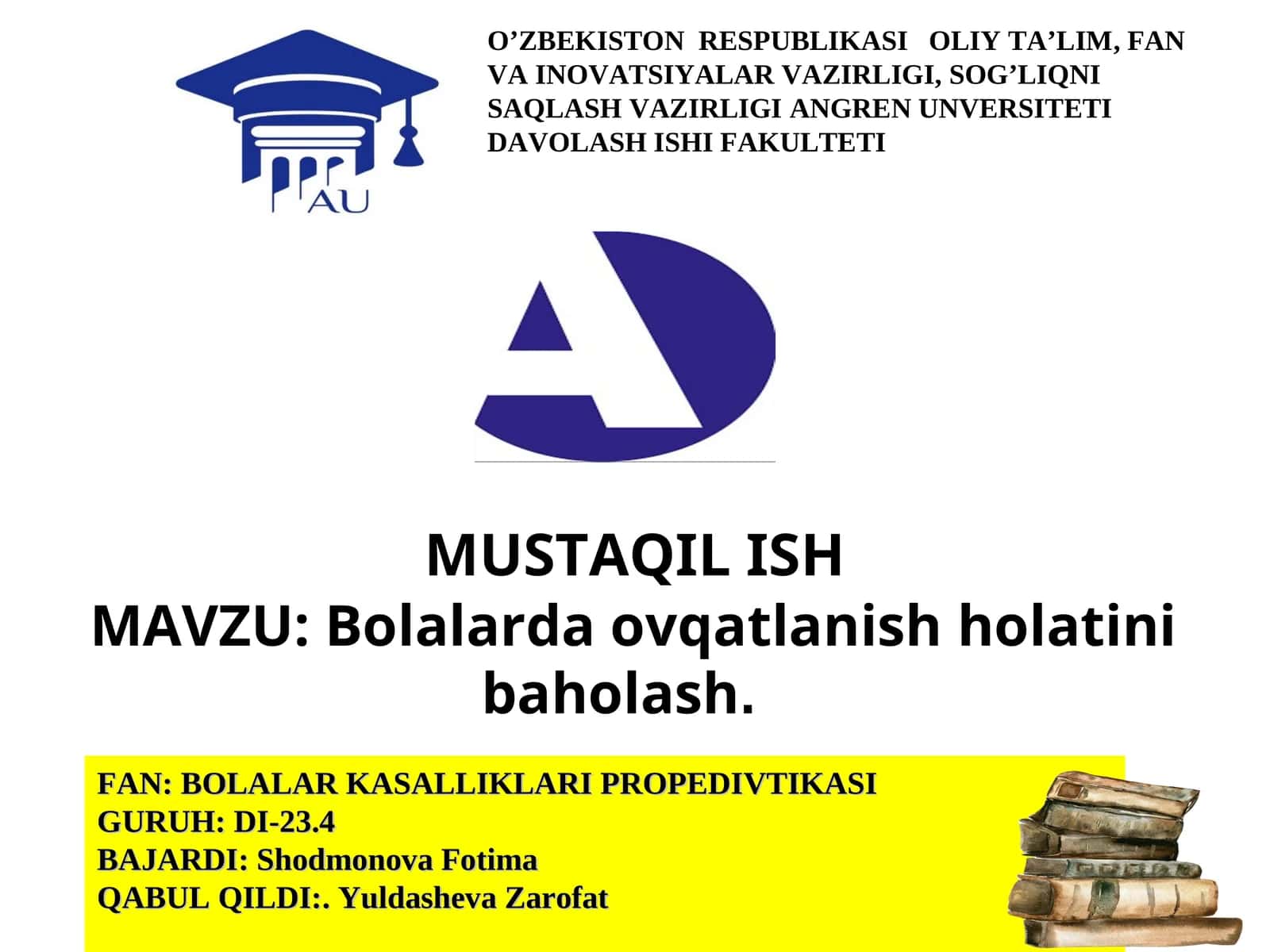Bolalarda ovqatlanish holatini baholash