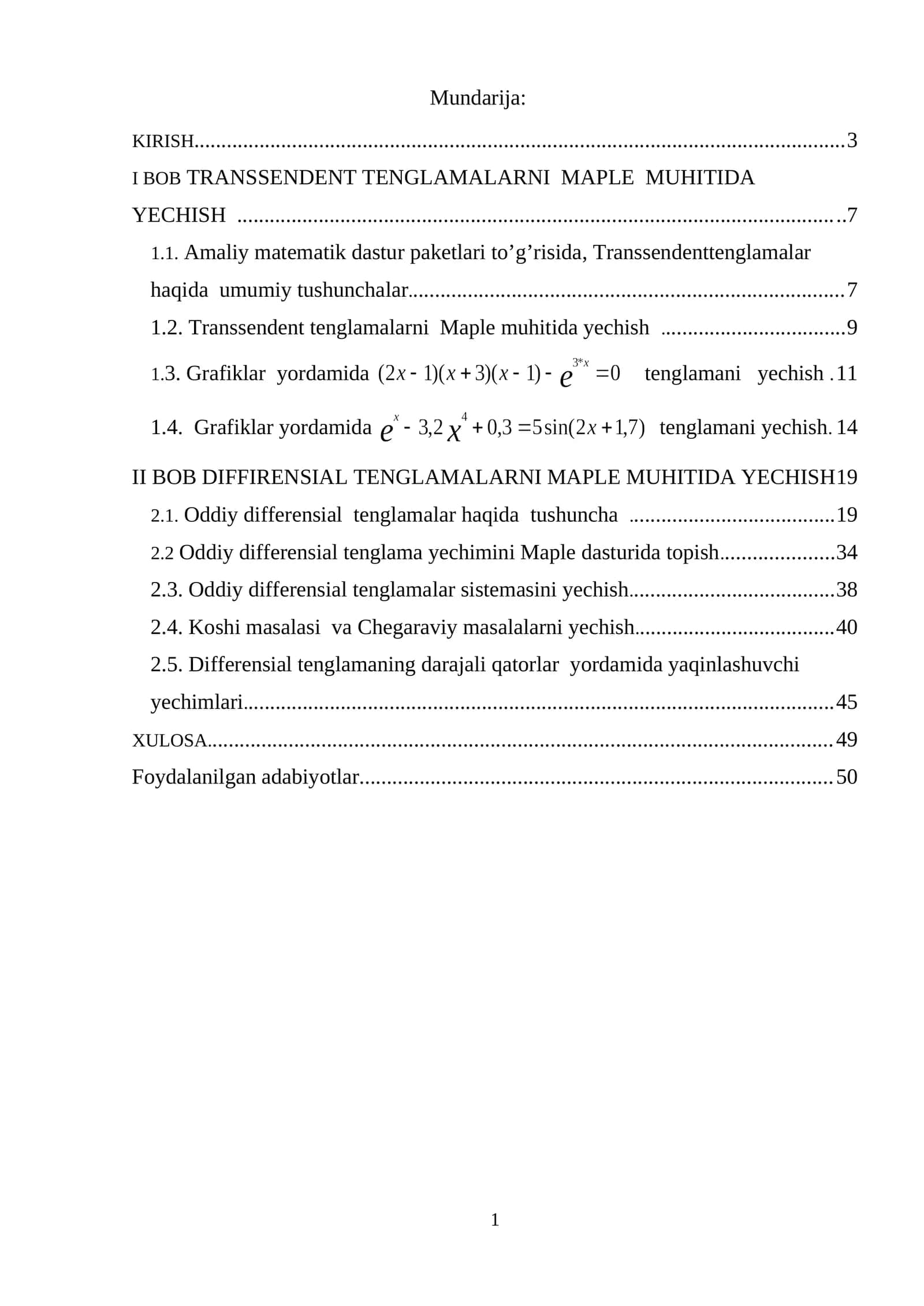 Maple tizimida haqida BMI diplom ish