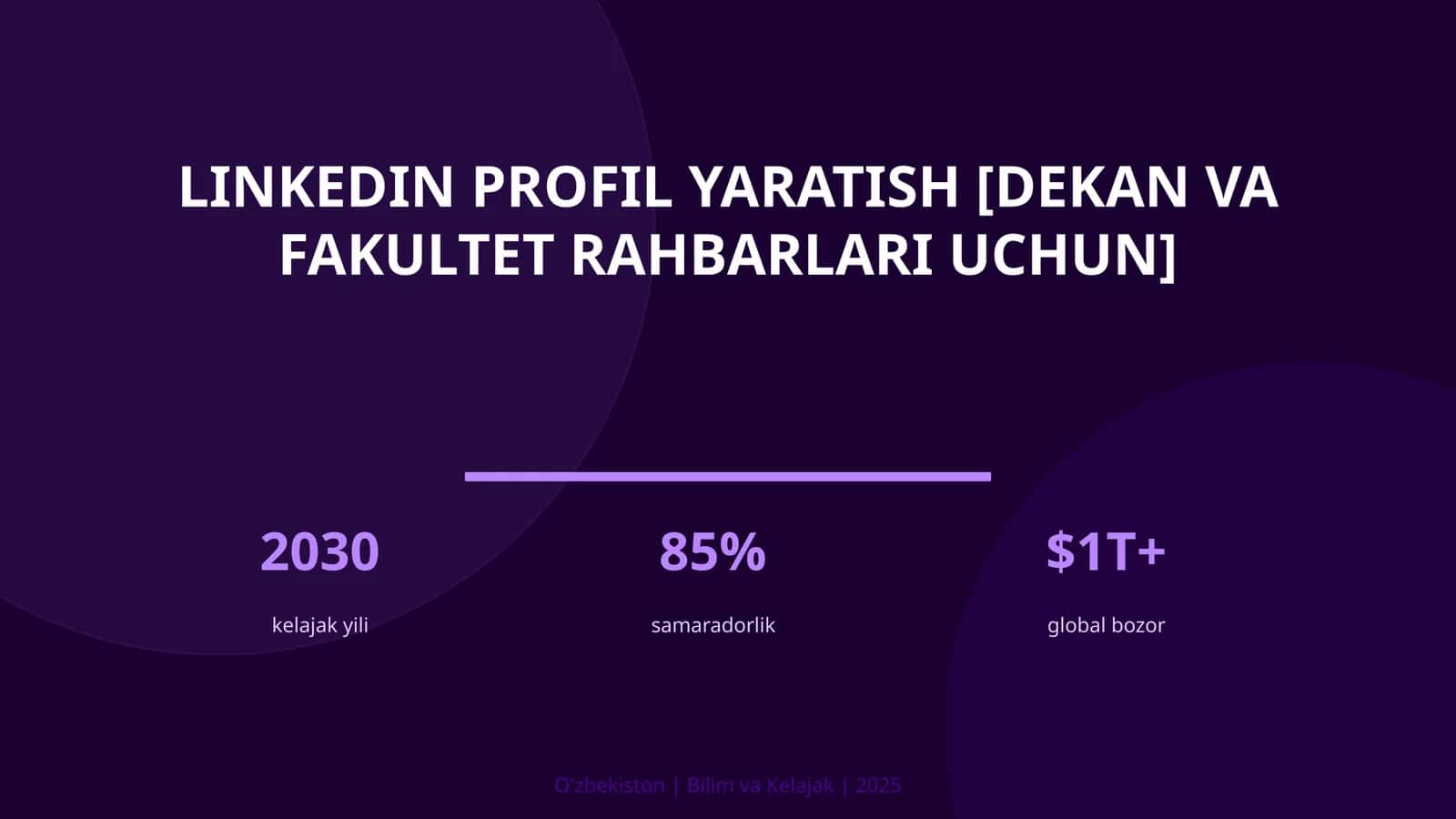 LINKEDIN PROFIL YARATISH [DEKAN VA FAKULTET RAHBARLARI UCHUN]