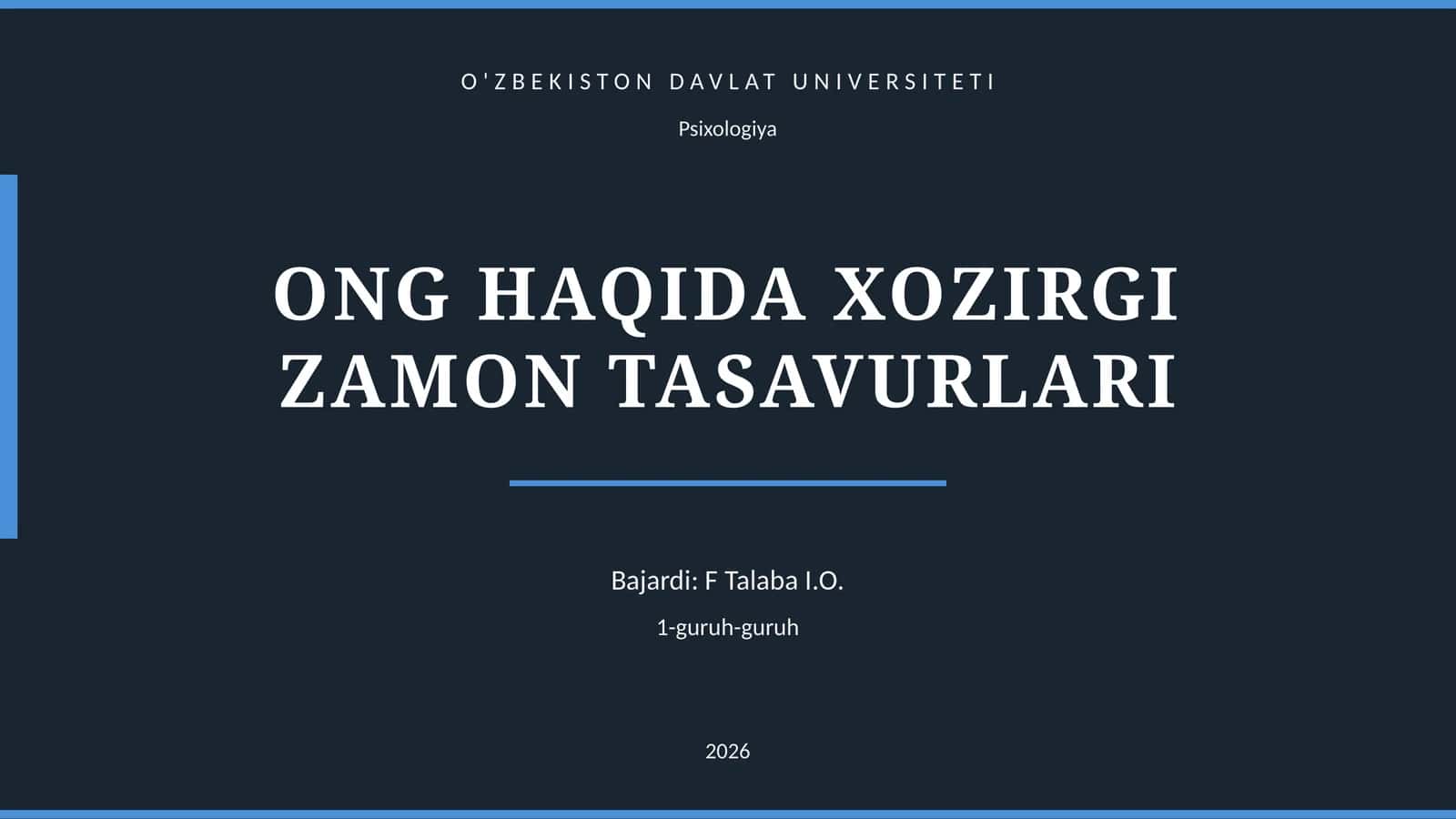 ONG HAQIDA XOZIRGI ZAMON TASAVURLARI