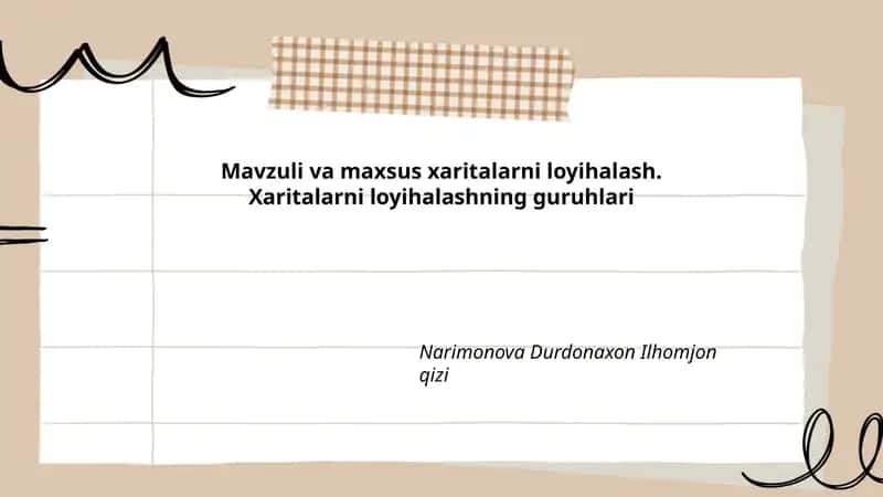 Mavzuli va maxsus xaritalarni loyihalash