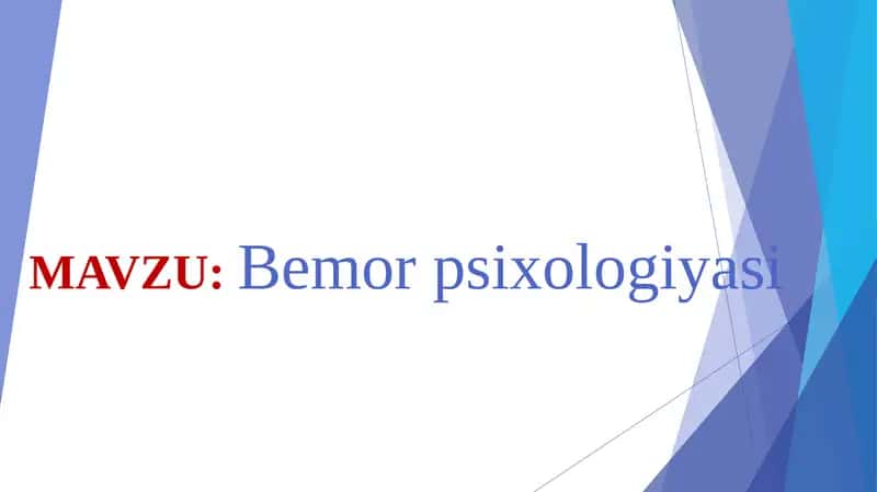 Bemor psixologiyasi