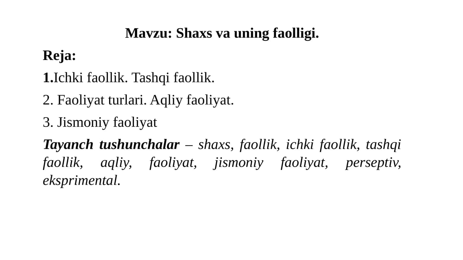 Shaxs va uning faolligi