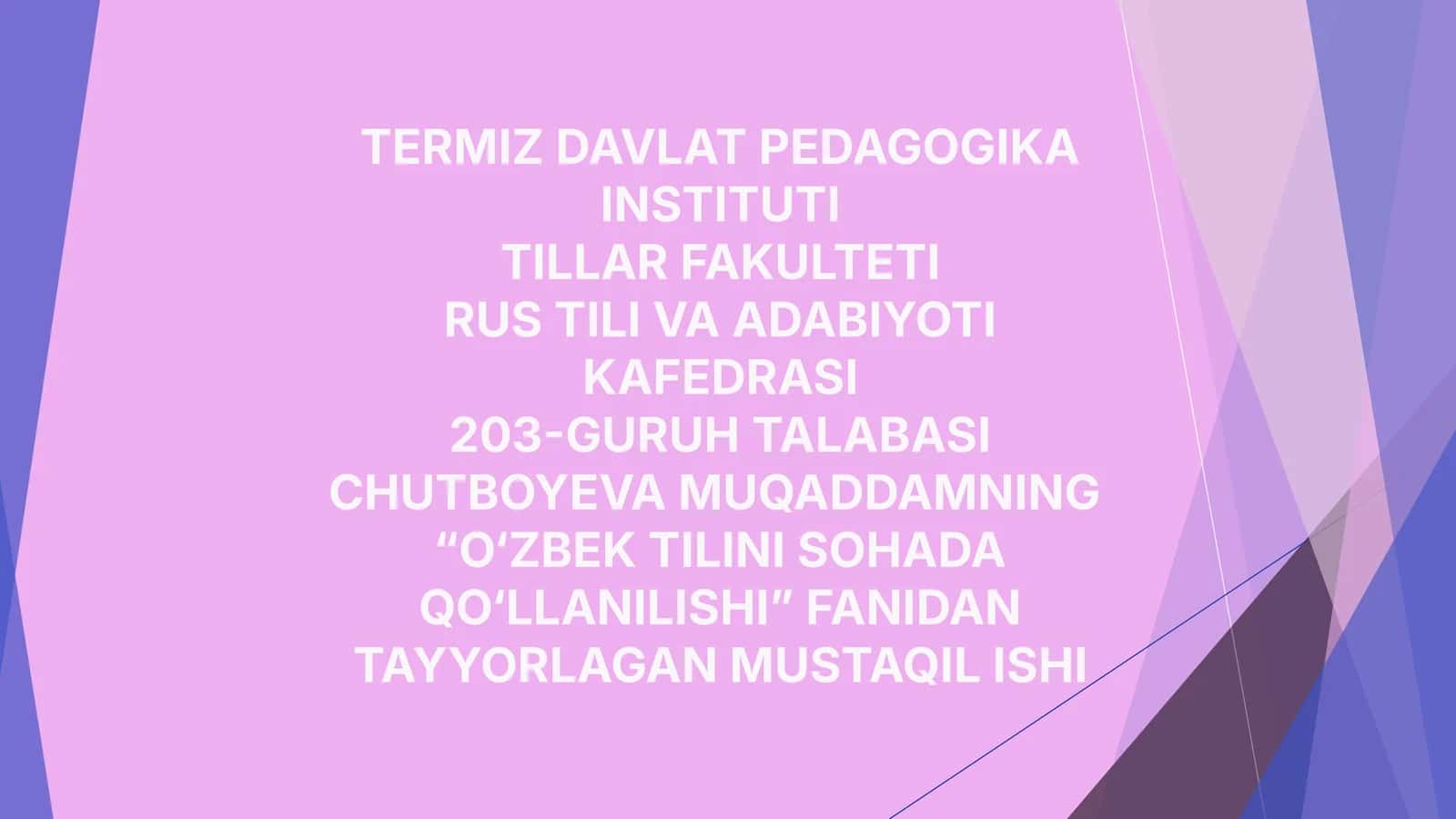 O‘ZBEK TILINI DAVLAT TILI SIFATIDAGI NUFUZINI OSHIRISH BO‘YICHA QILINAYOTGAN ISHLAR