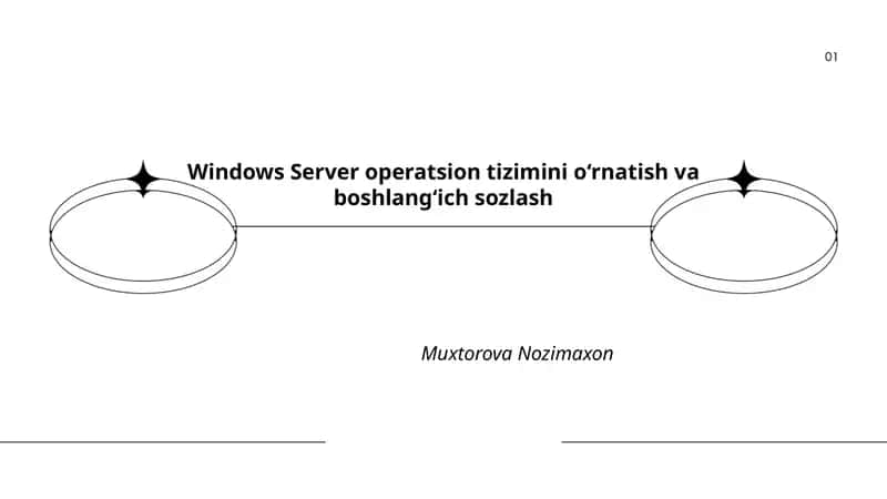 Windows Server operatsion tizimini o‘rnatish va boshlang‘ich sozlash Muxtorova Nozimaxon