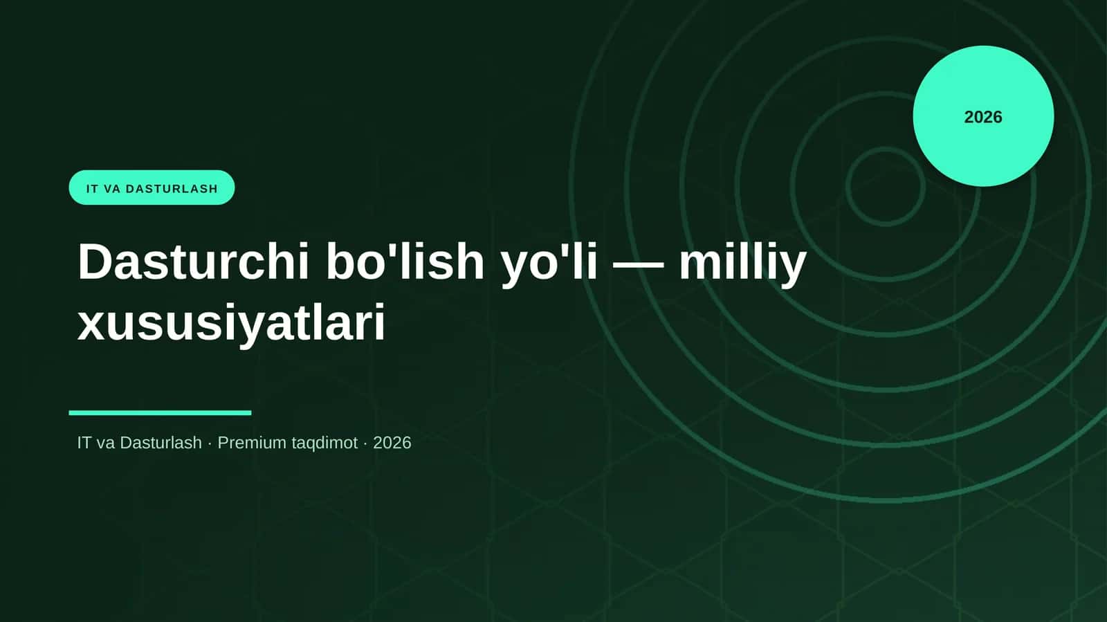 Dasturchi bo'lish yo'li — milliy xususiyatlari