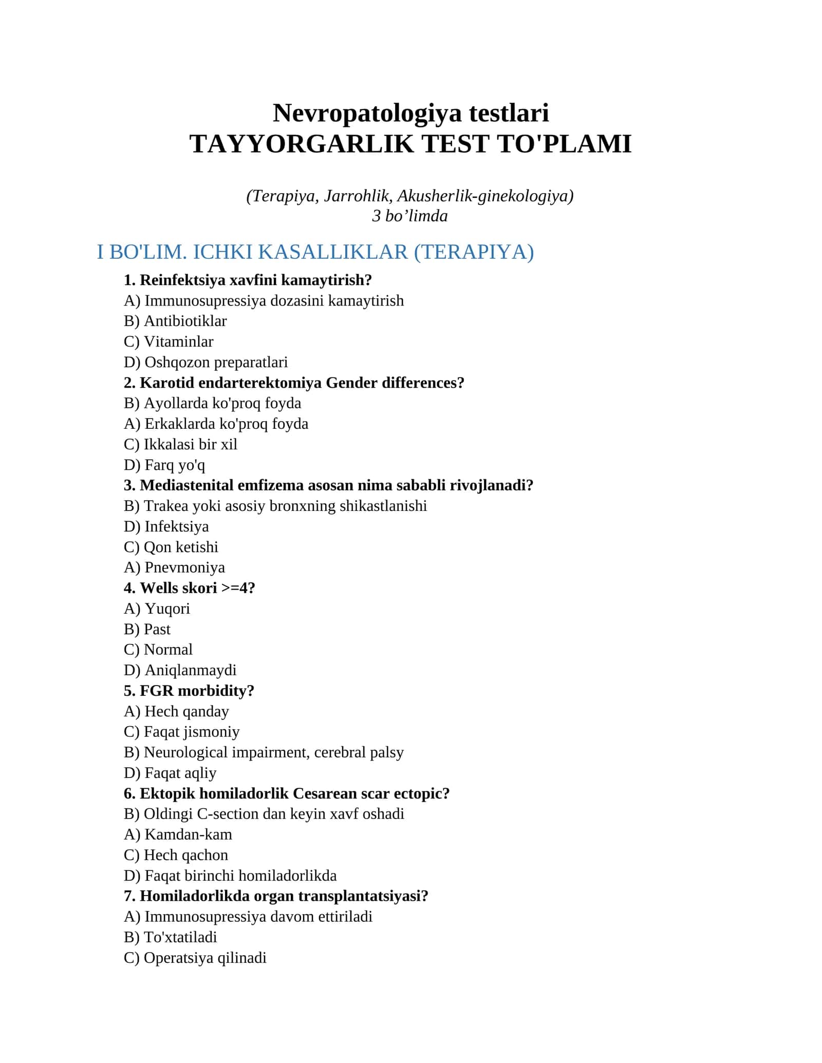 Nevropatologiya testlari