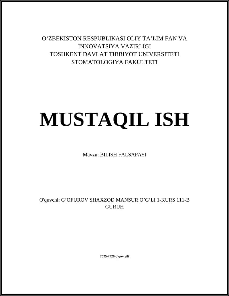 BILISH FALSAFASI