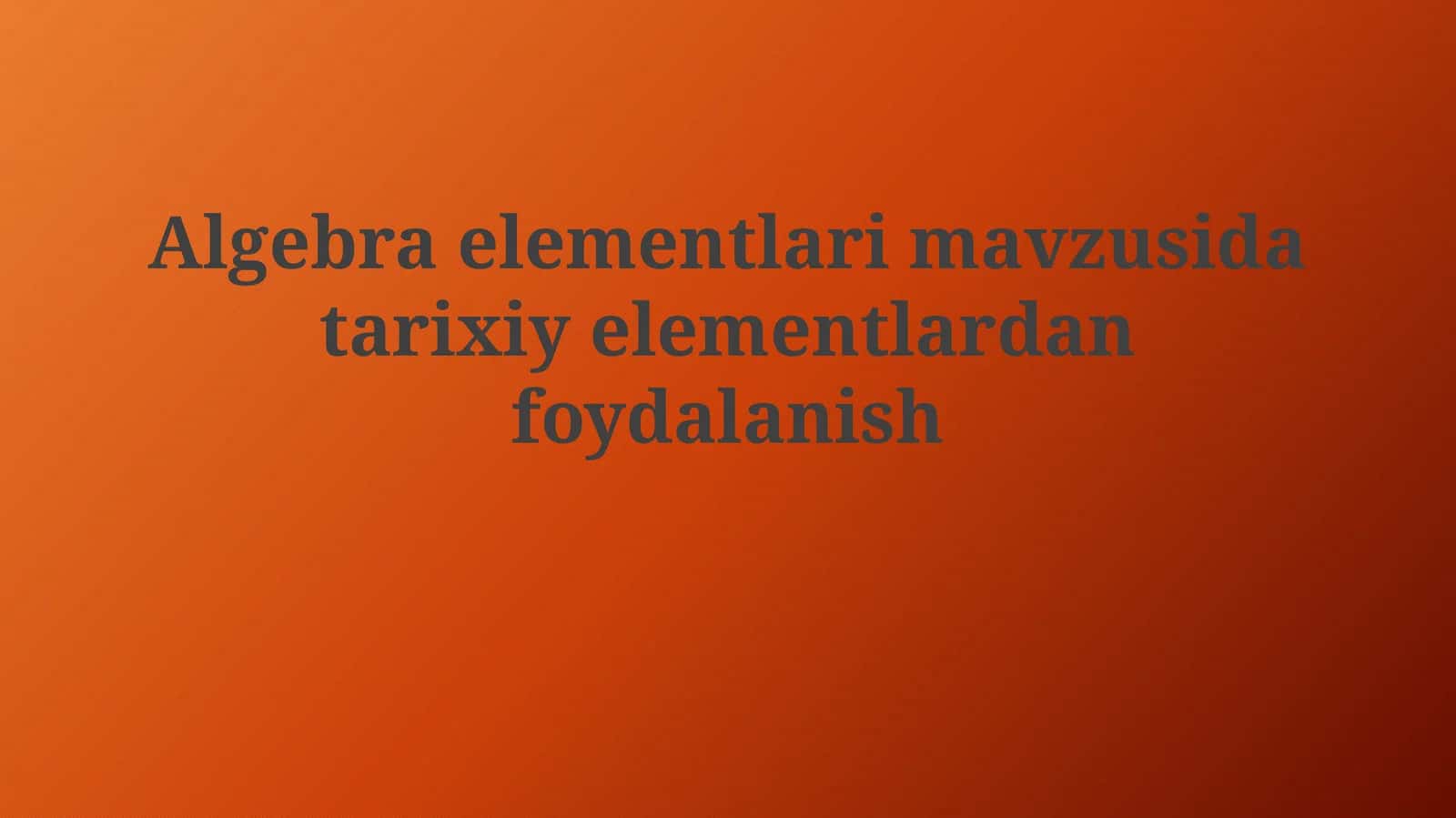 Algebra elementlari