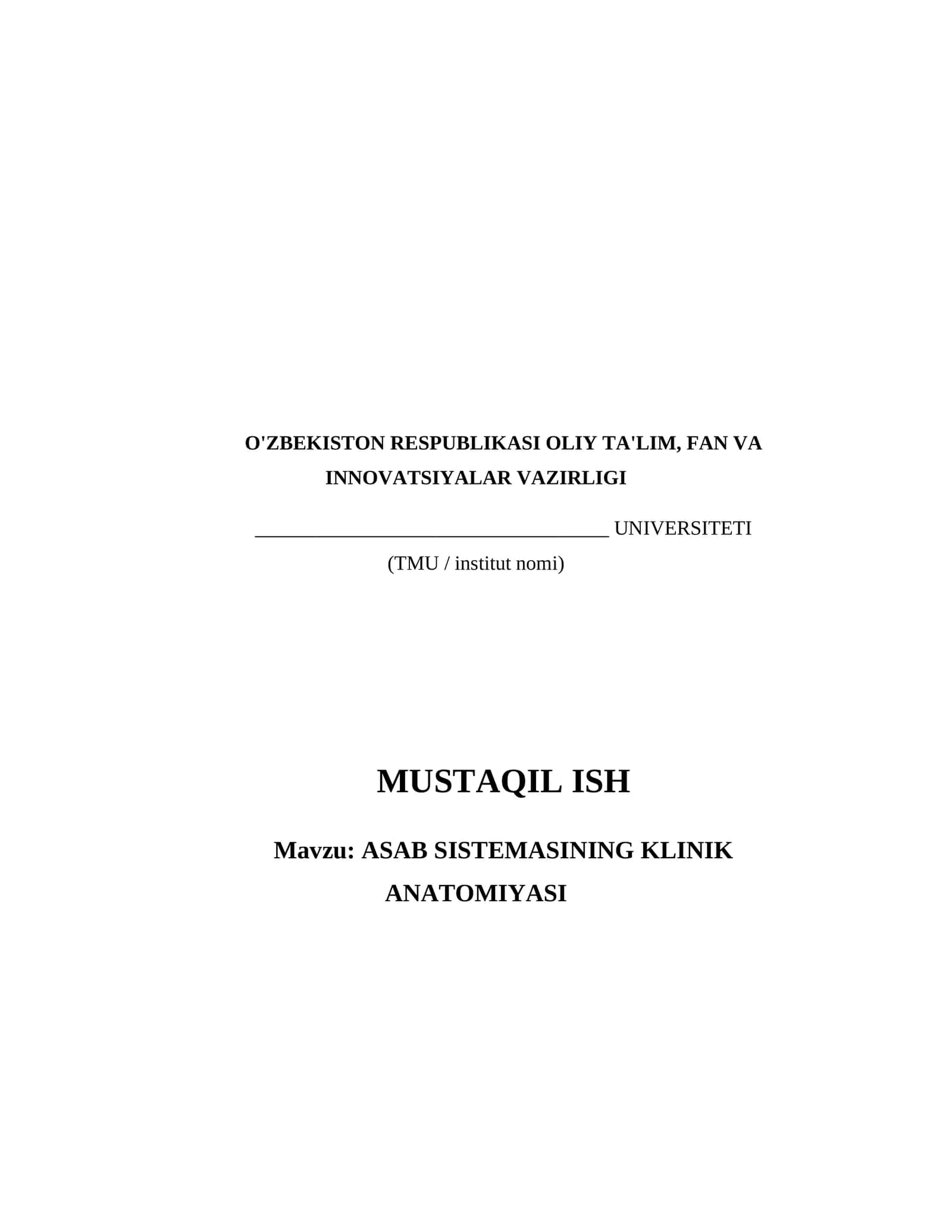 ASAB SISTEMASINING KLINIK ANATOMIYASI
