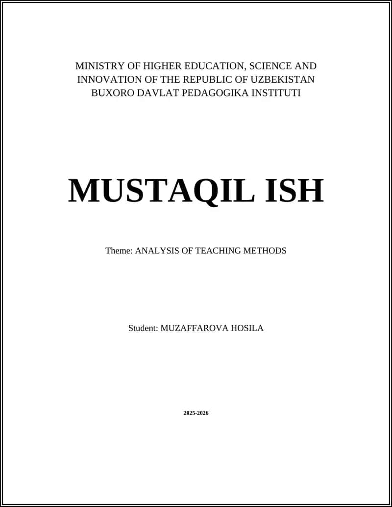 ANALYSIS OF TEACHING METHODS