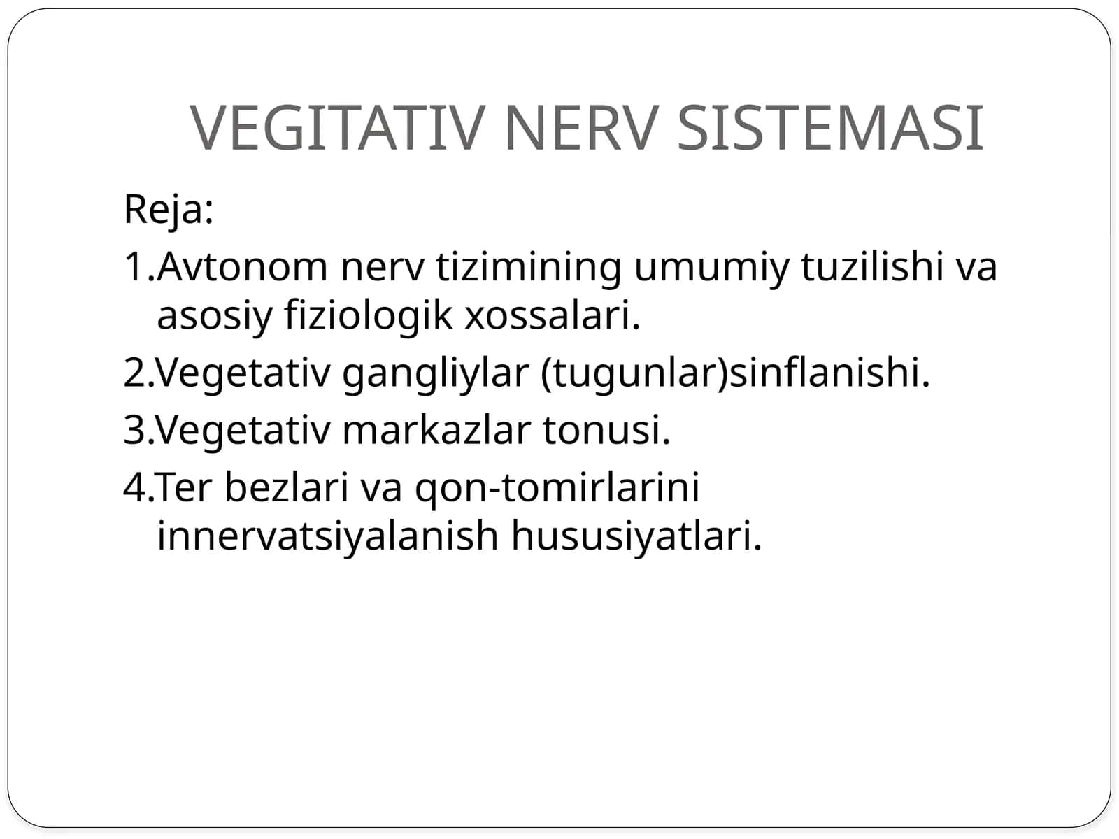VEGITATIV NERV SISTEMASI