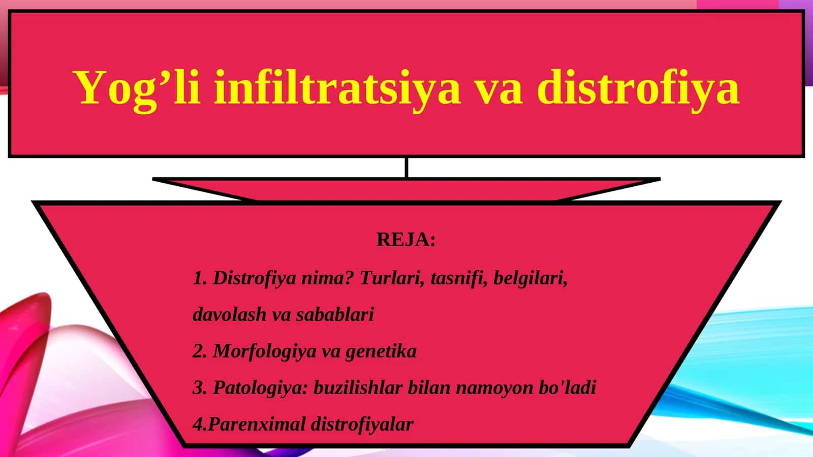 Yog’li infiltratsiya va distrofiya