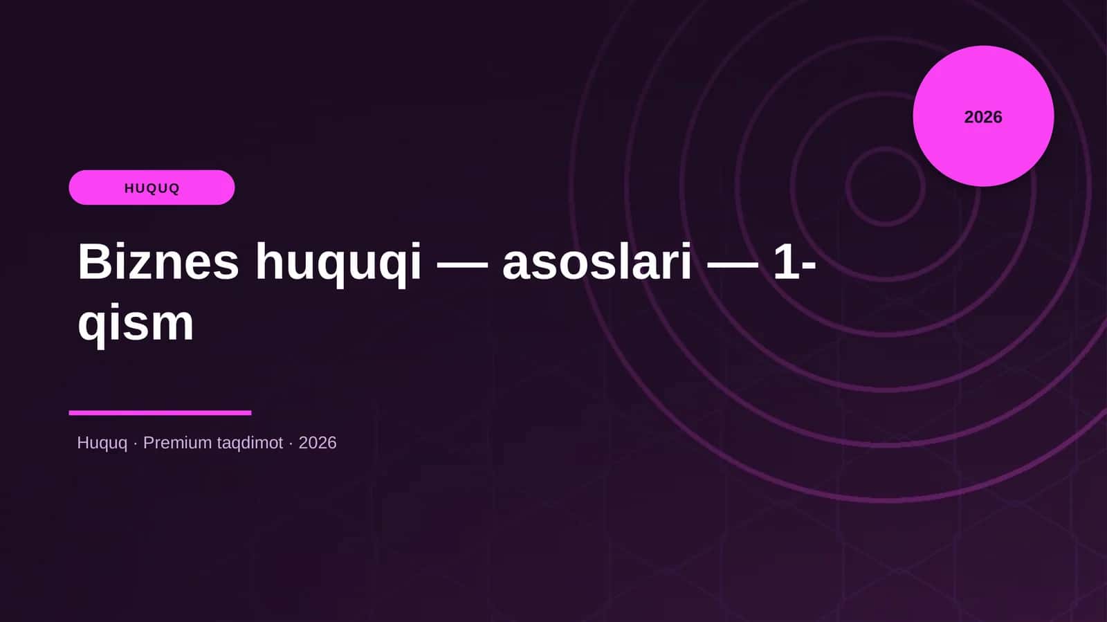 Biznes huquqi — asoslari — 1-qism