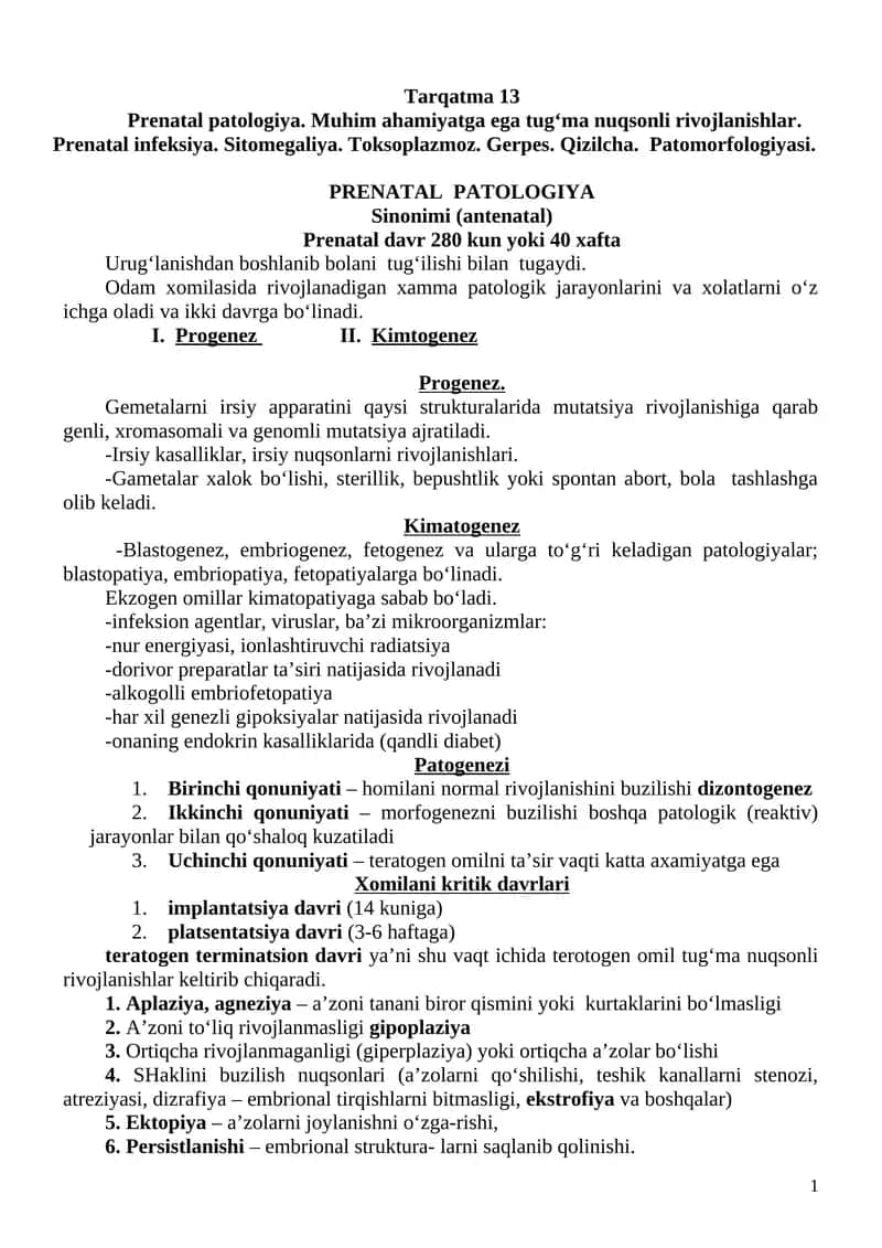 Prenatal patologiya