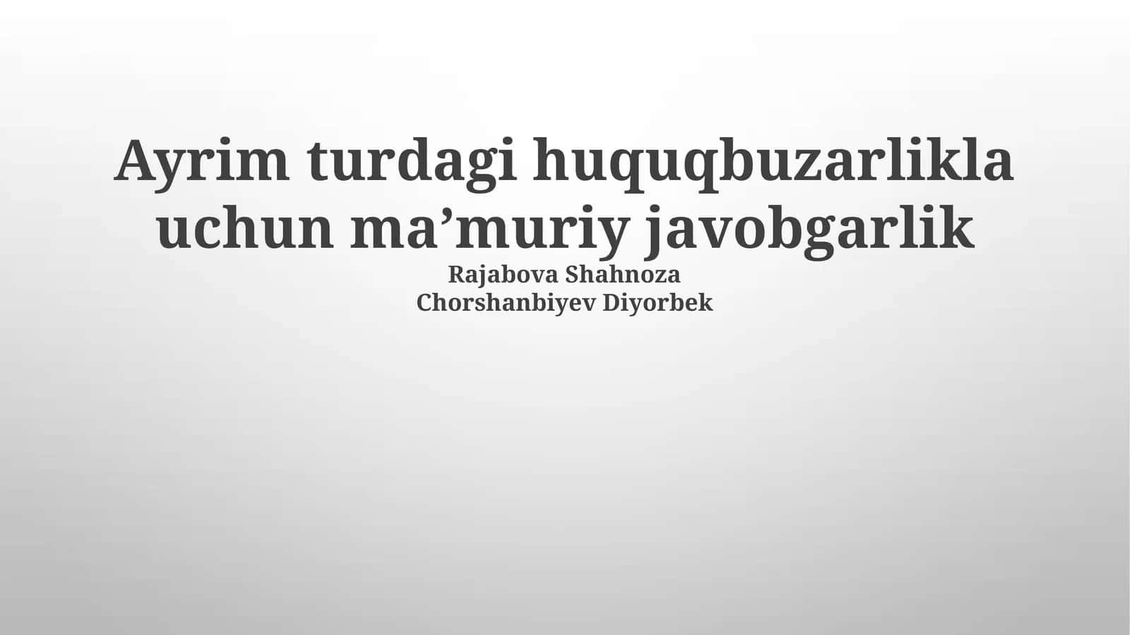 Ma'muriy javobgarlik turlari