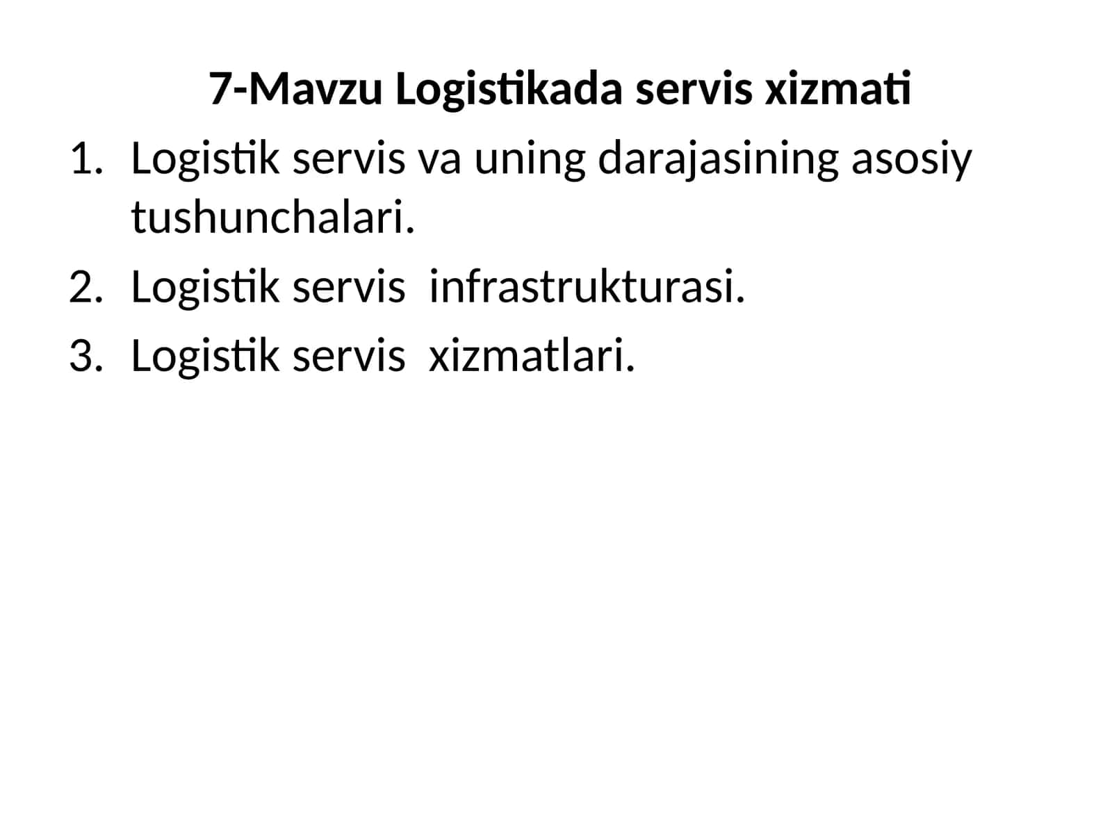 Logistika da servis xizmati
