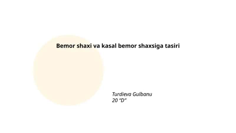 Kasallikning bemor shaxsini shakllantirishdagi roli