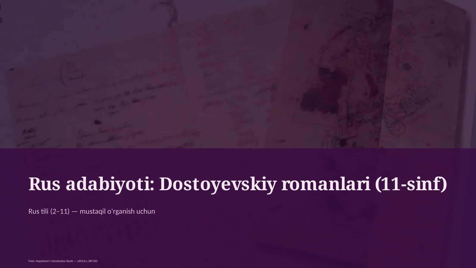 Rus adabiyoti: Dostoyevskiy romanlari (11-sinf)