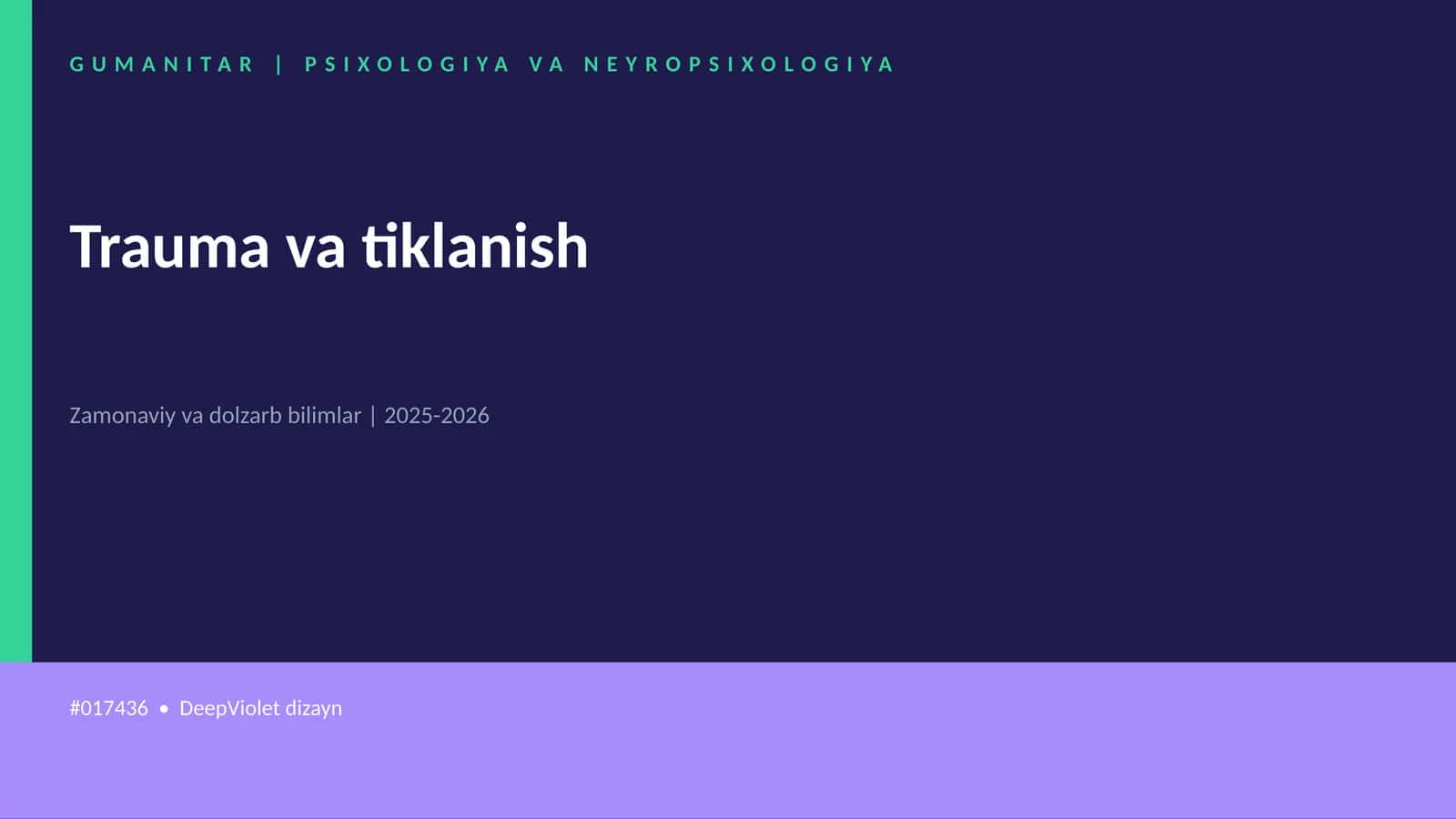 Trauma va tiklanish