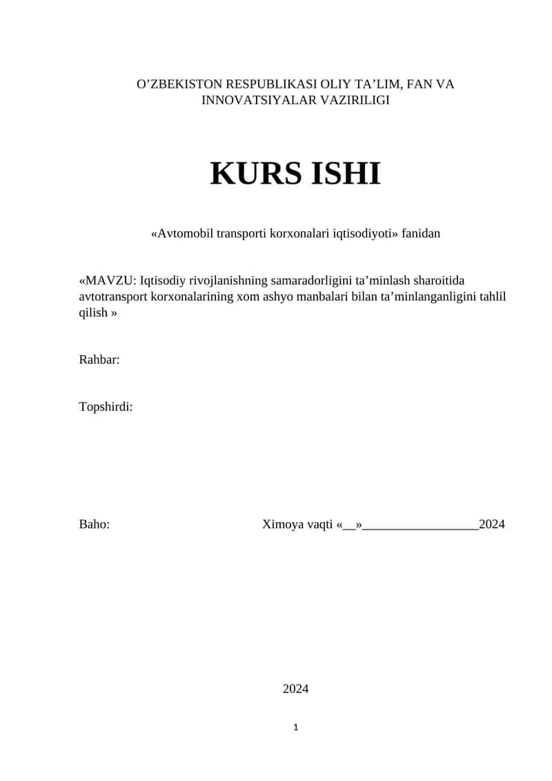 Avtomobil transporti korxonalari iqtisodiyoti