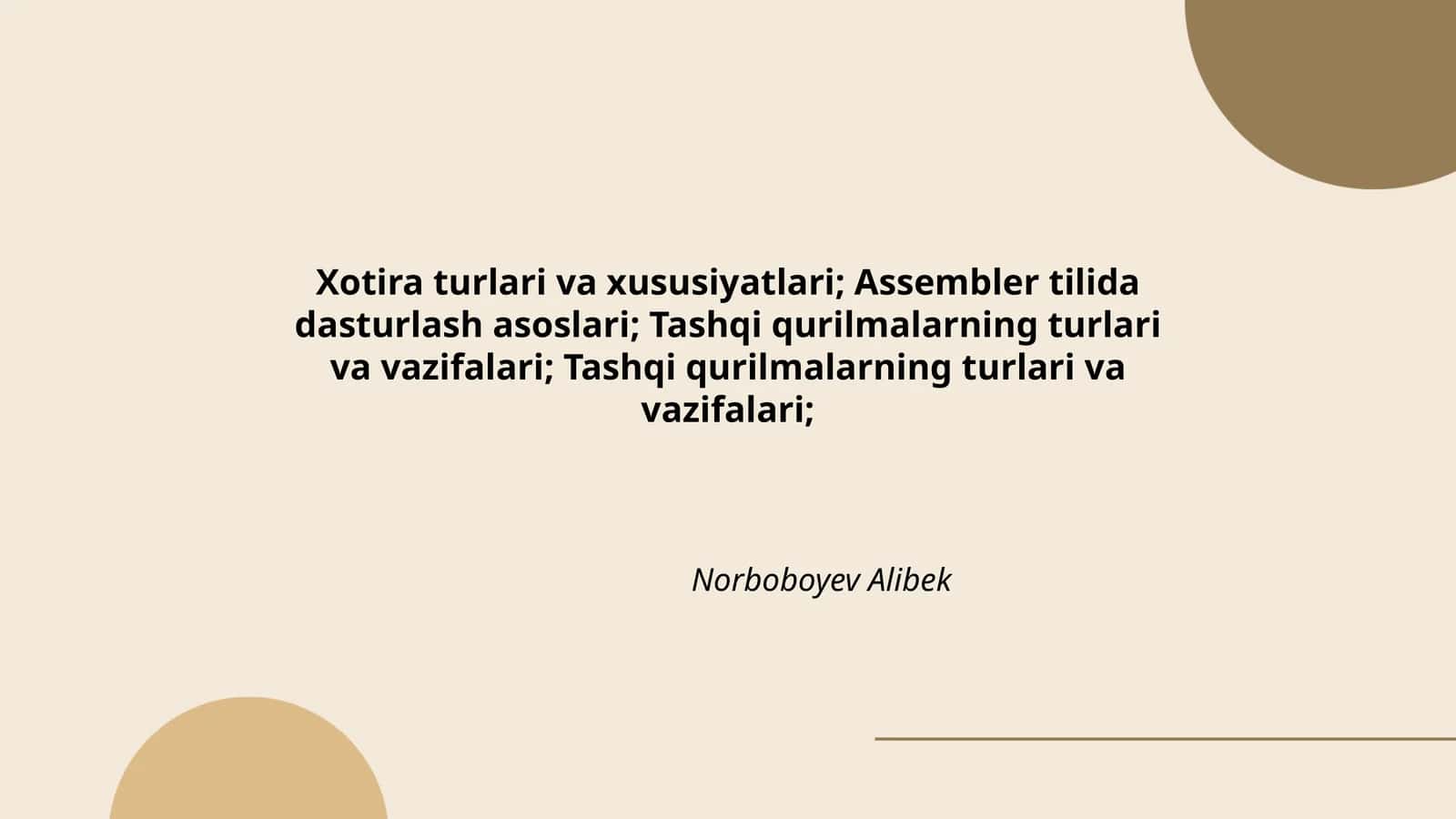 Assembler tilida dasturlash asoslari