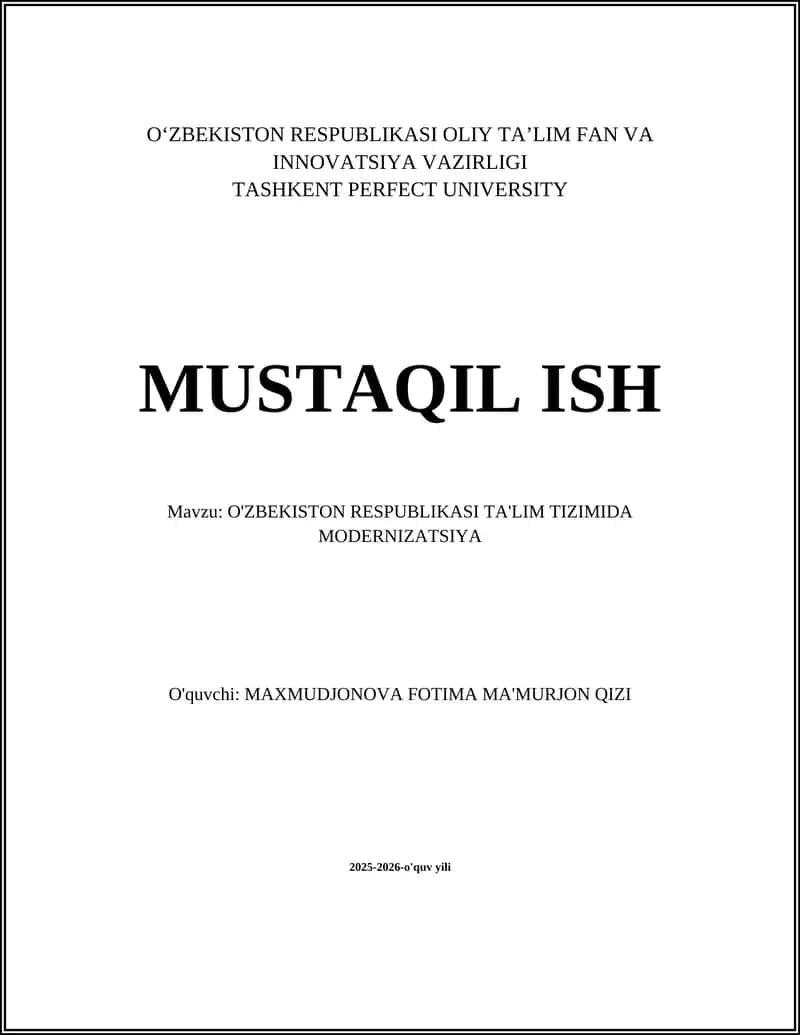 Oʻzbekistonda ta'lim islohotlari va qonunchilik modernizatsiyasi