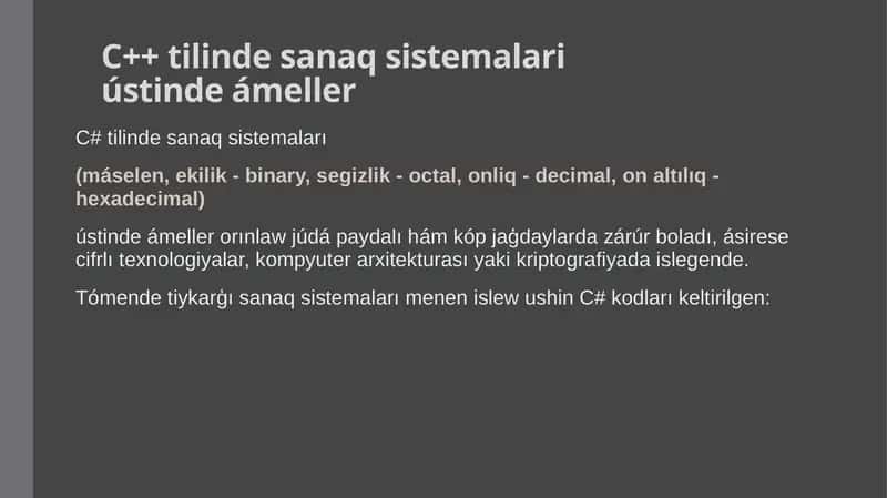 C# programmalastiriw