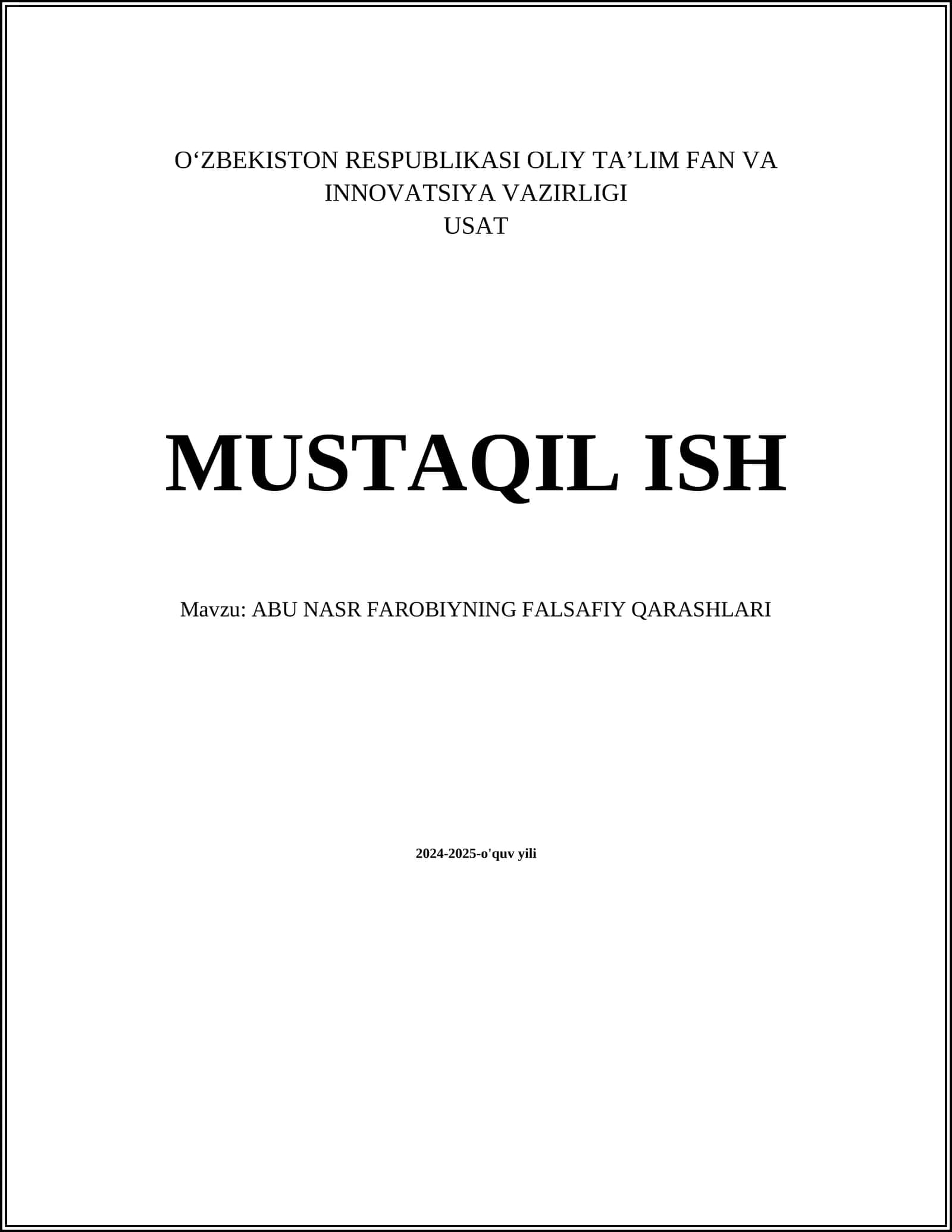 ABU NASR FAROBIYNING FALSAFIY QARASHLARI