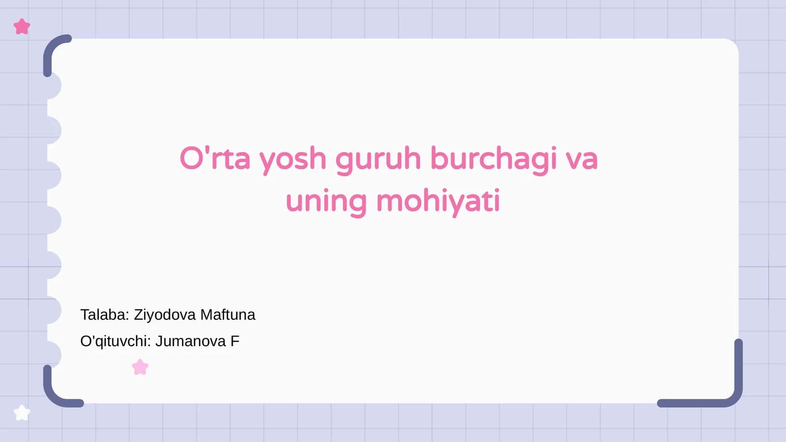 O'rta yosh guruh burchagi va uning mohiyati