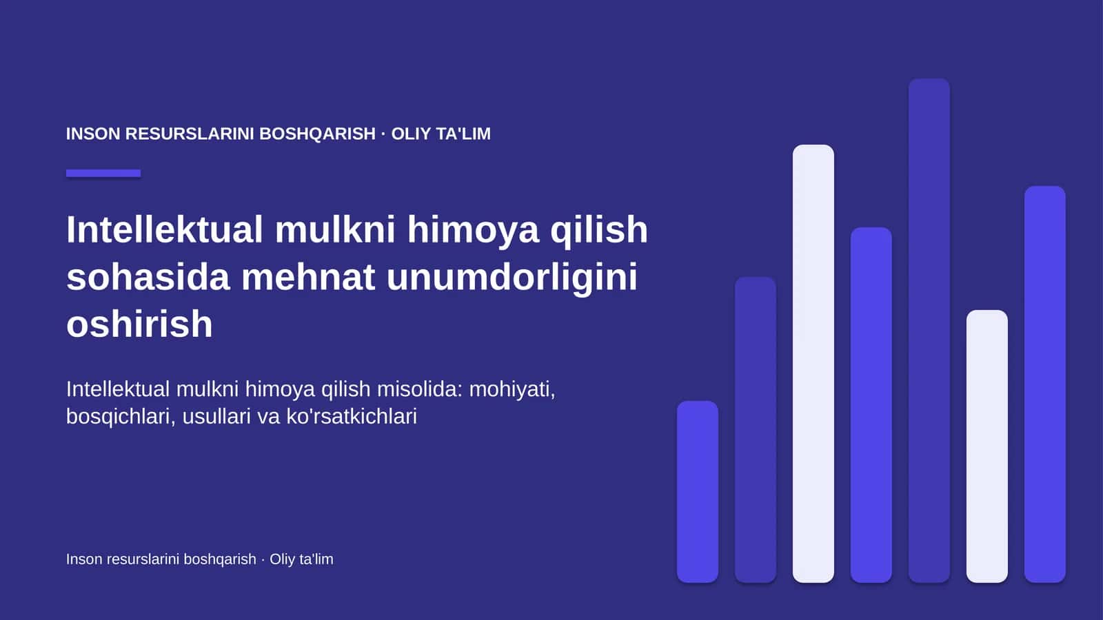 Intellektual mulkni himoya qilish sohasida mehnat unumdorligini oshirish