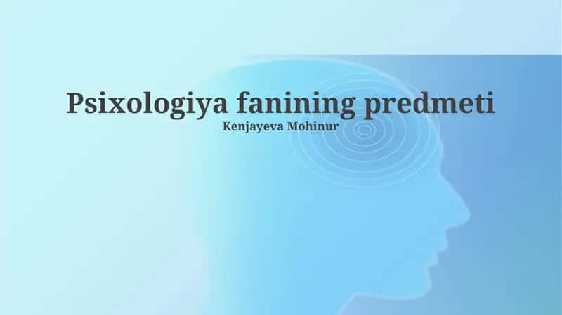 Psixologiya fanining predmeti
