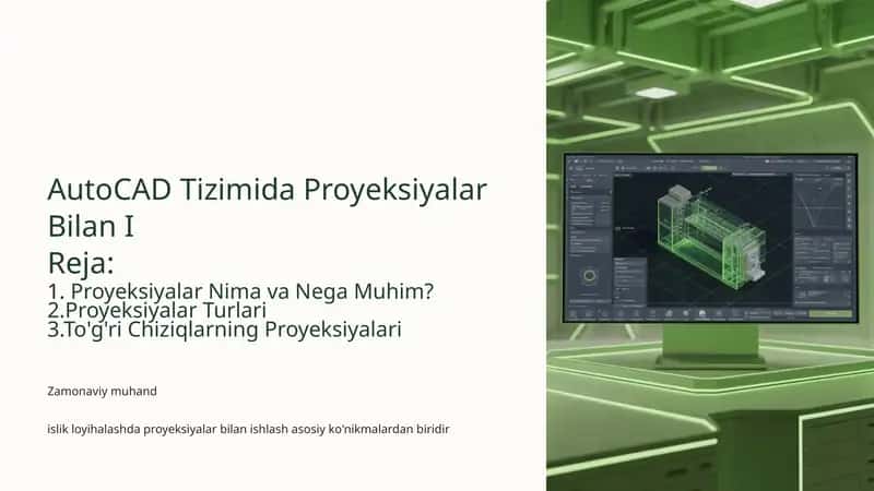 AutoCAD Tizimida Proyeksiyalar Bilan I