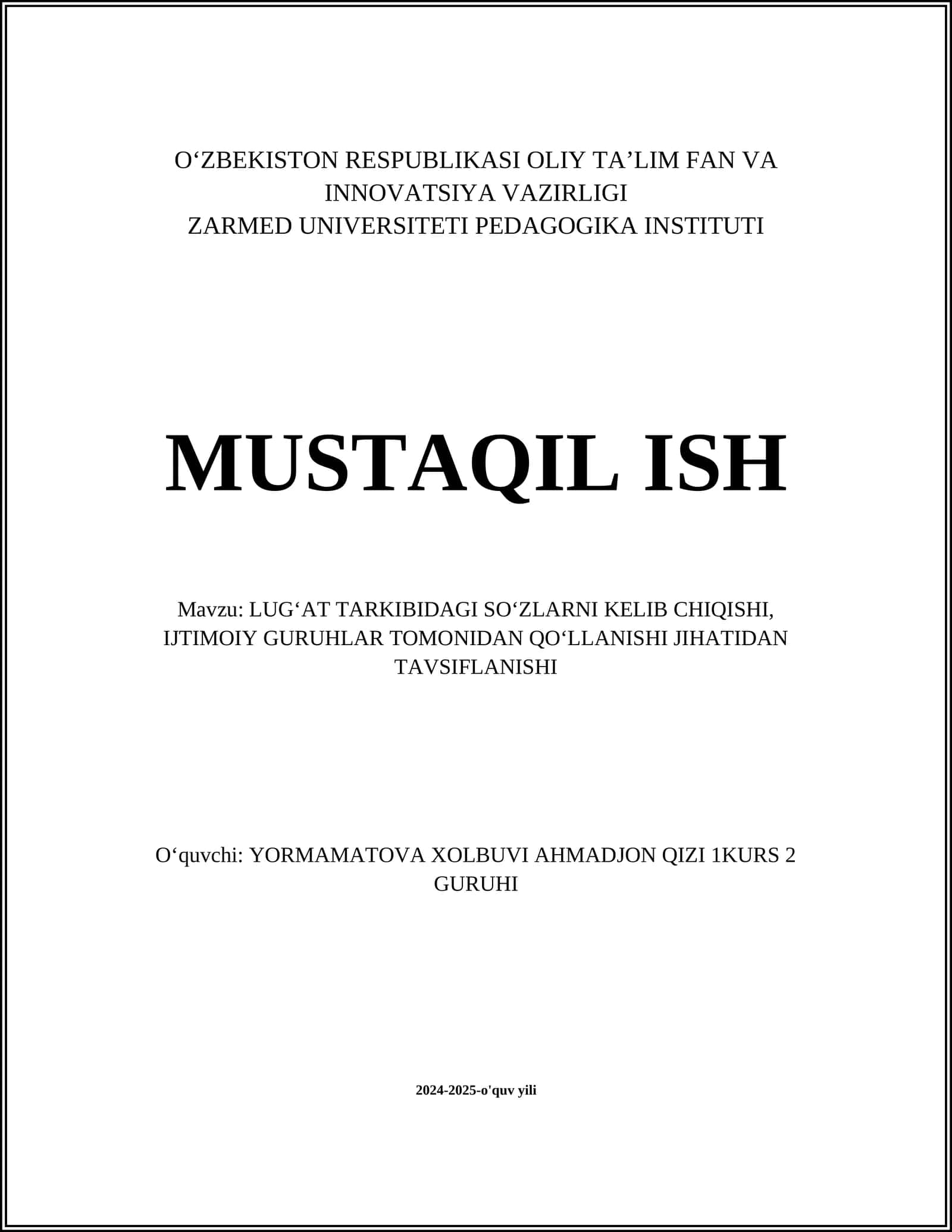 LUGʻAT TARKIBIDAGI SOʻZLARNI KELIB CHIQISHI