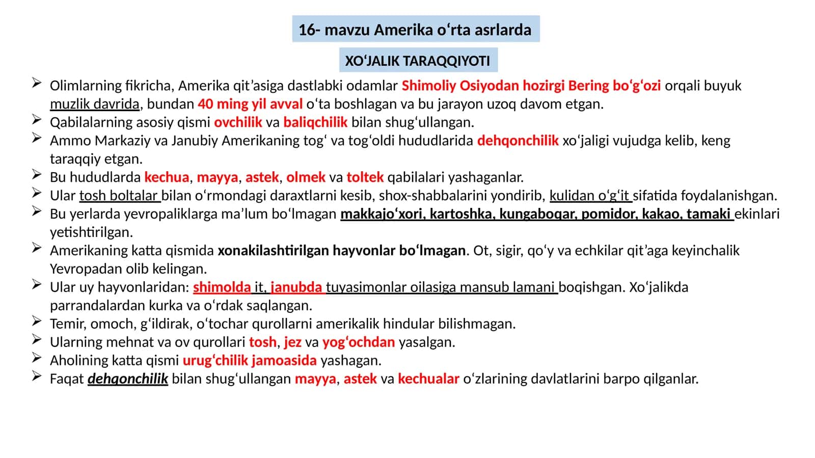 Amerika o‘rta asrlarda
