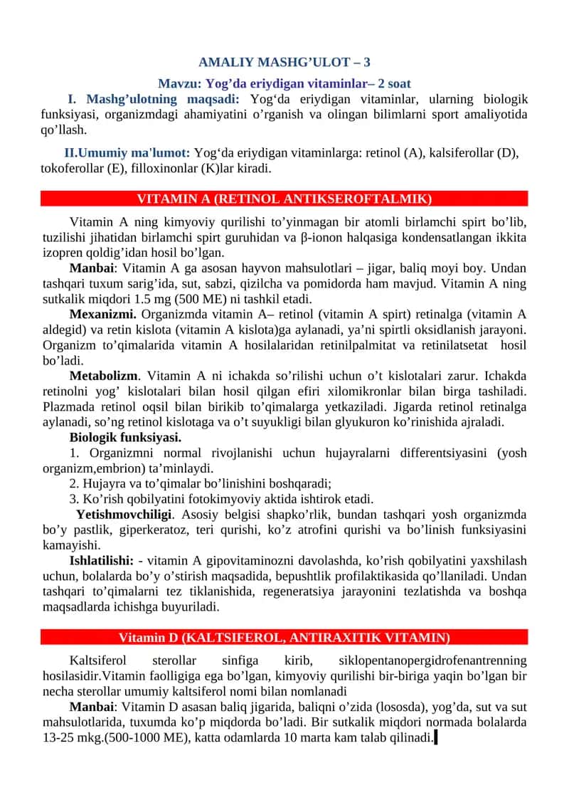 Yog’da eriydigan vitaminlar