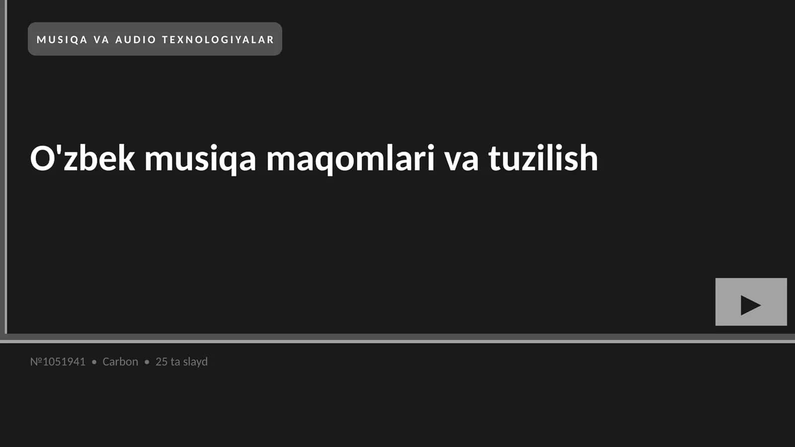 MUSIQA VA AUDIO TEXNOLOGIYALAR