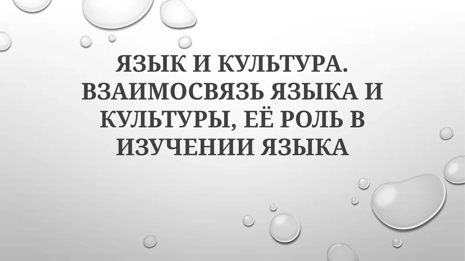 ЯЗЫК И КУЛЬТУРА. ВЗАИМОСВЯЗЬ ЯЗЫКА И КУЛЬТУРЫ, ЕЁ РОЛЬ В ИЗУЧЕНИИ ЯЗЫКА