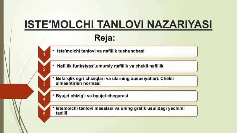 ISTE′MOLCHI TANLOVI NAZARIYASI