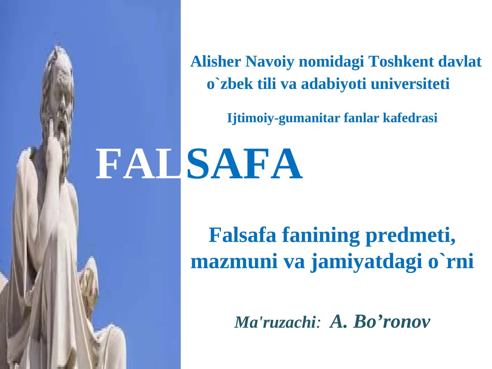 Falsafa Fanining Predmeti