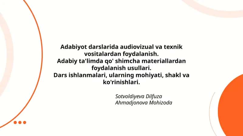 Adabiyot darslarida audiovizual va texnik vositalardan foydalanish