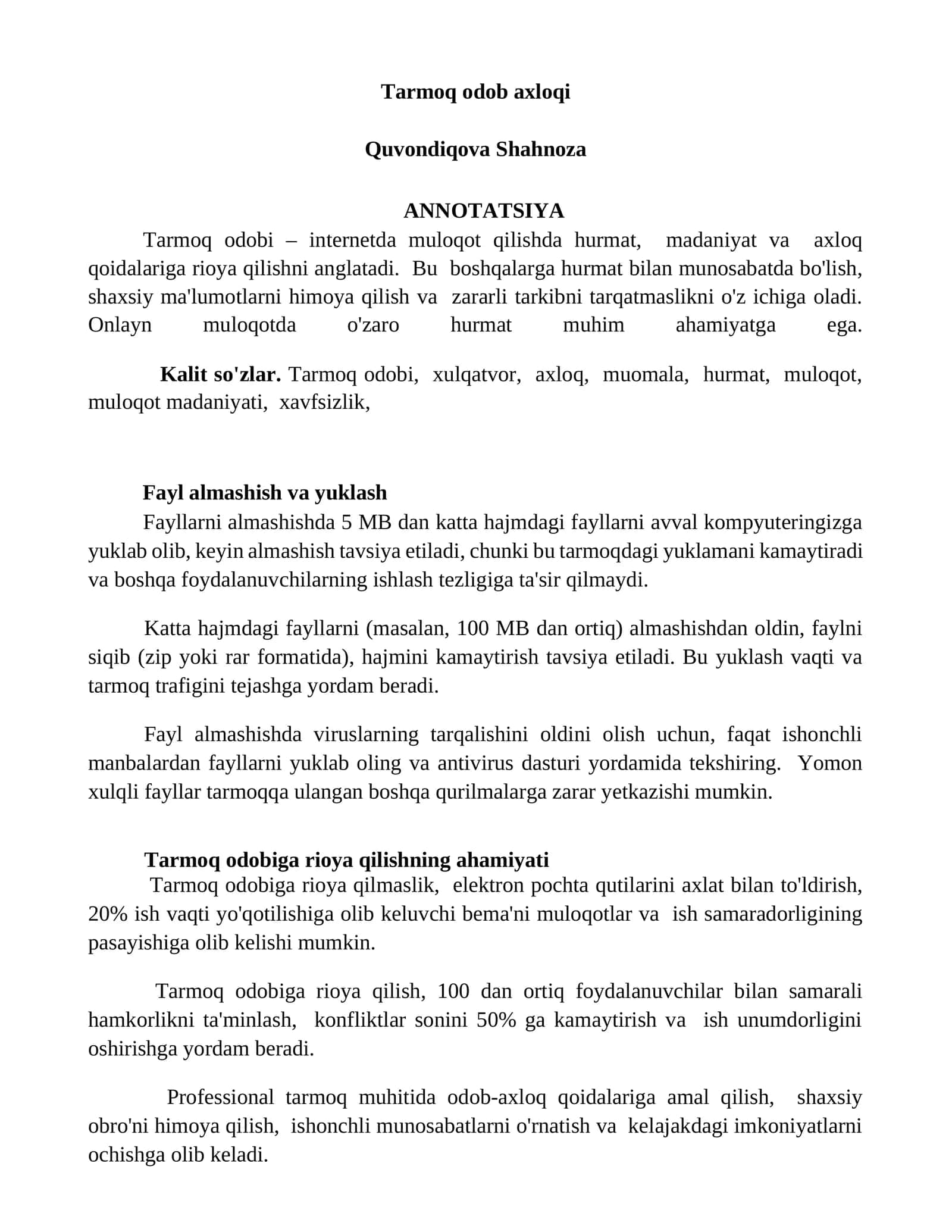Tarmoq odob axloqi
