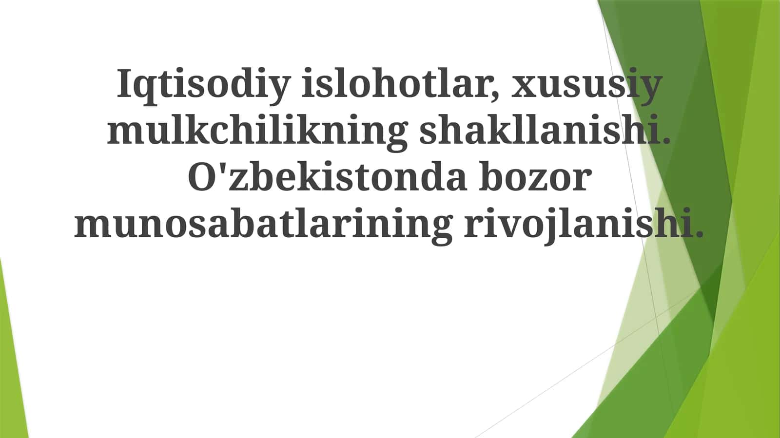 O'zbekistonda Iqtisodiy Islohotlar
