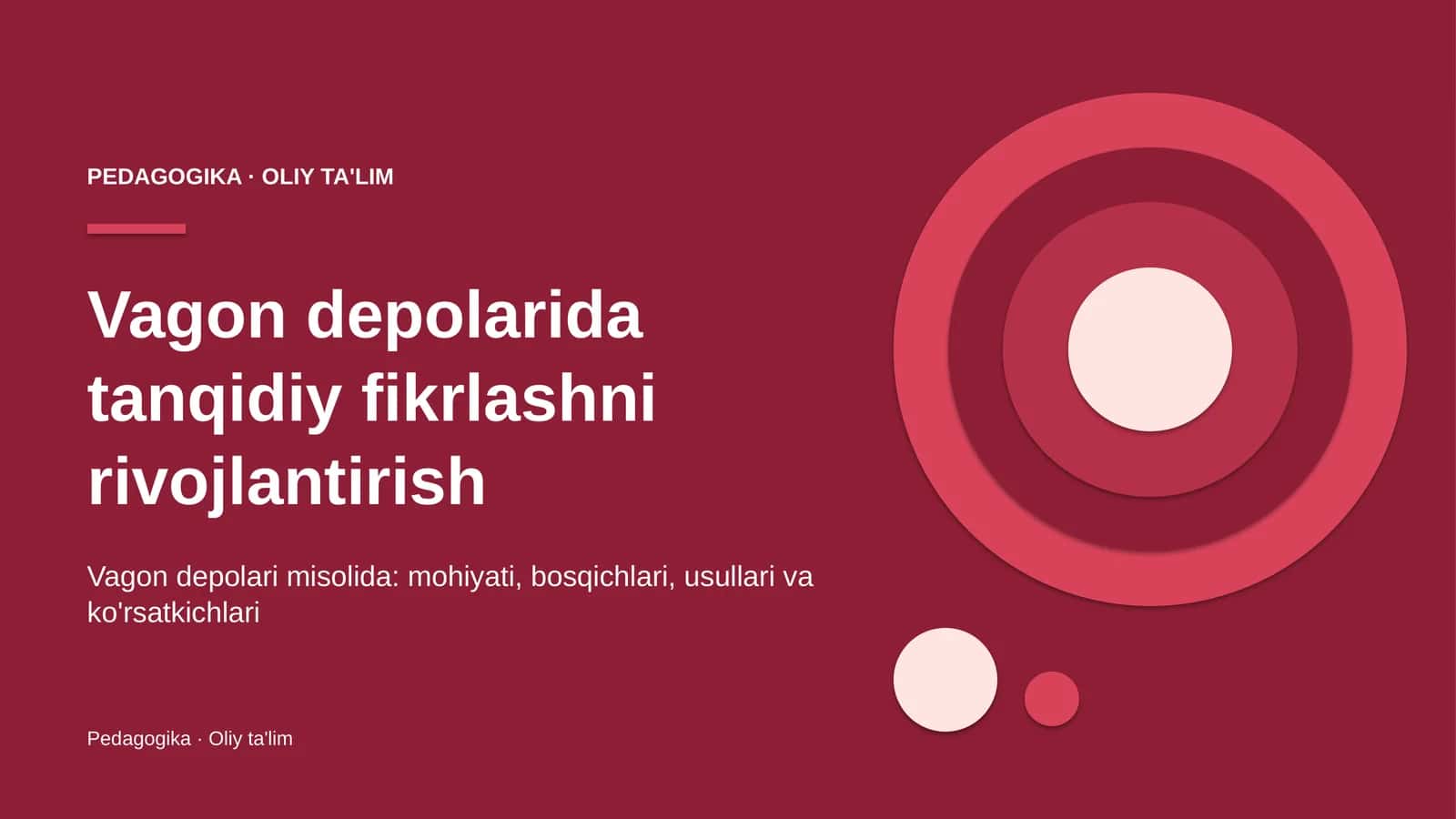 vagon depolarida tanqidiy fikrlashni rivojlantirish 3241