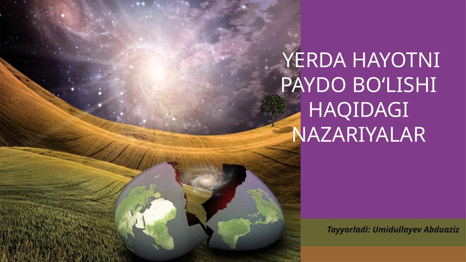 YERDA HAYOTNI PAYDOBOʻLISHIHAQIDAGI NAZARIYALAR