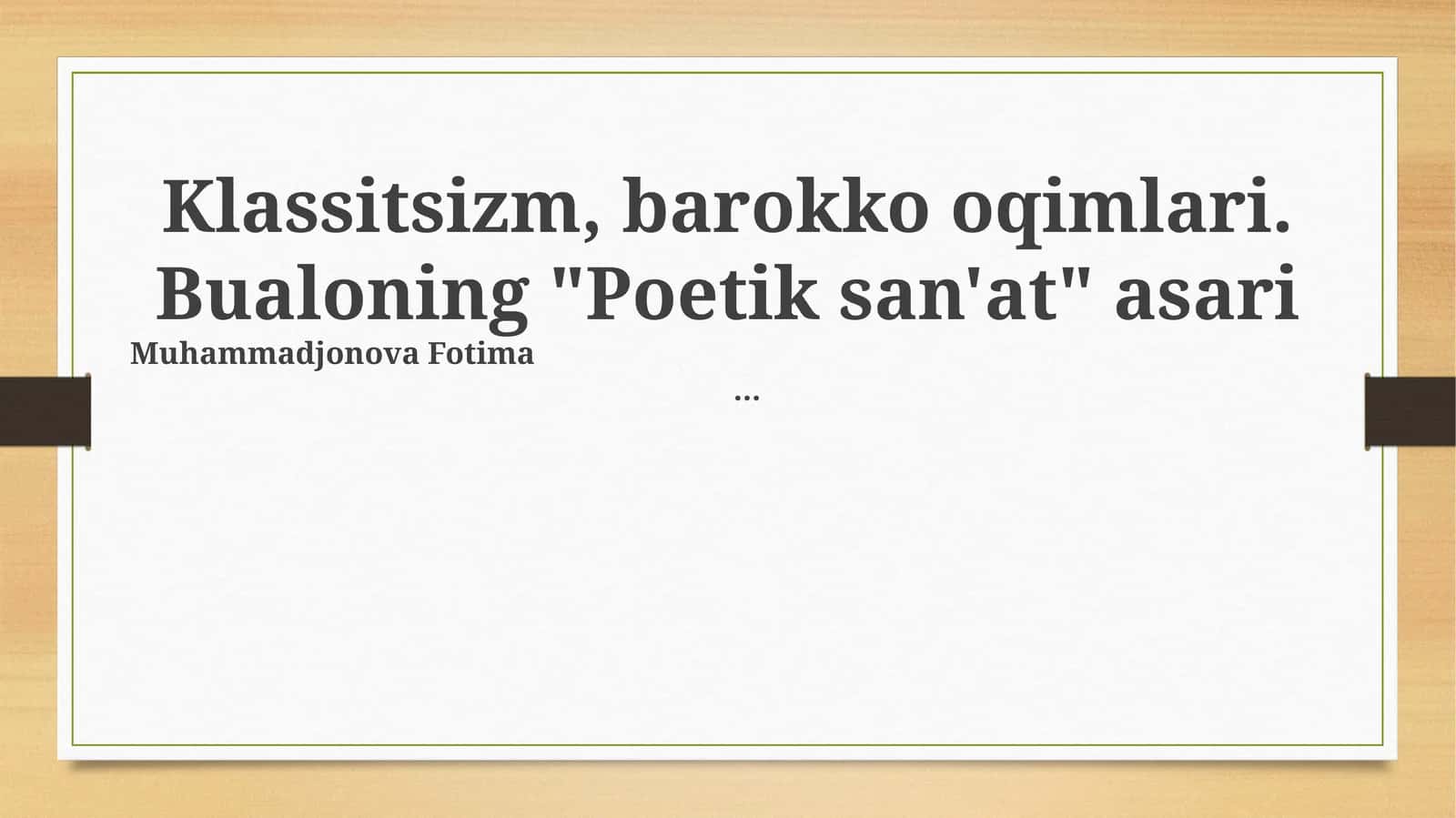 Bualoning "Poetik san'at" asari